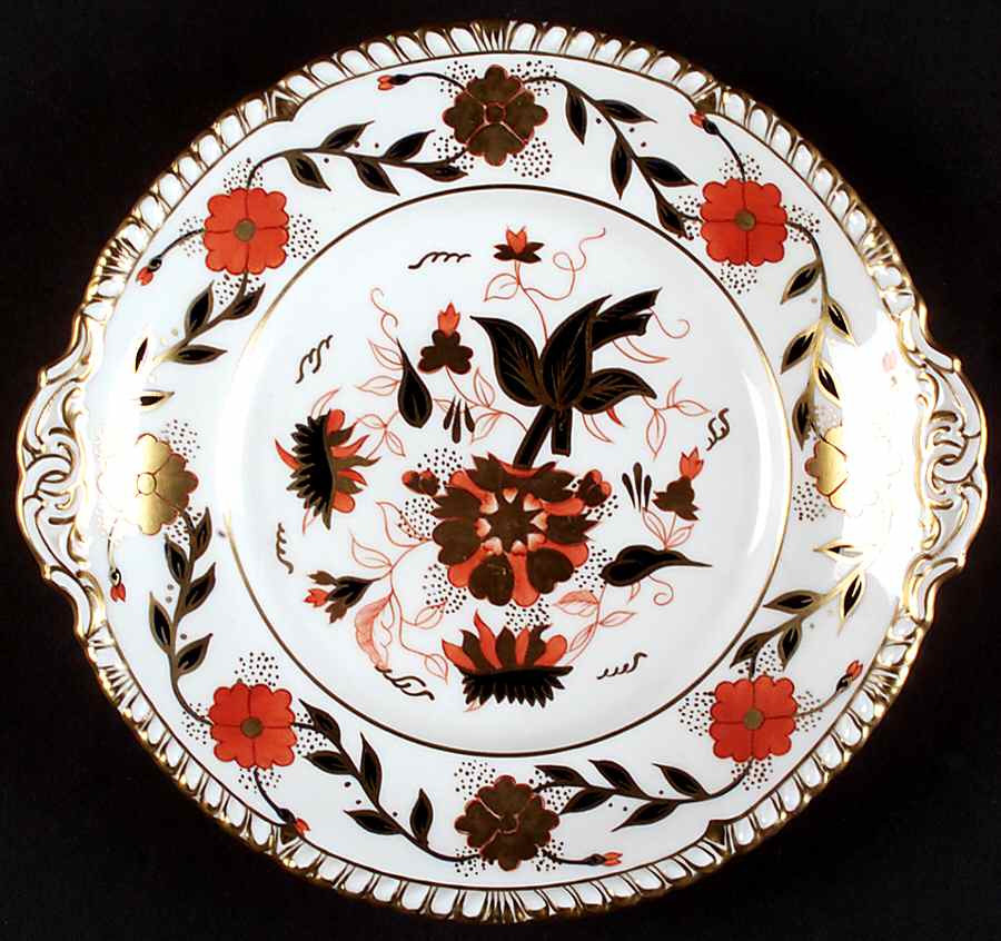 Gadroon Rose Handled Cake/Pastry Plate by Royal Crown Derby-1