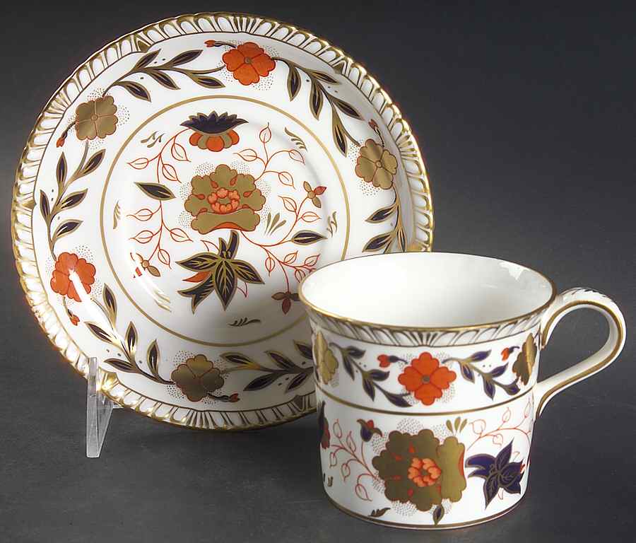 Gadroon Rose Flat Cup & Saucer Set by Royal Crown Derby-1