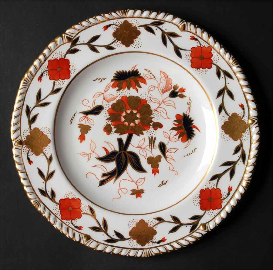Gadroon Rose Luncheon Plate by Royal Crown Derby-1