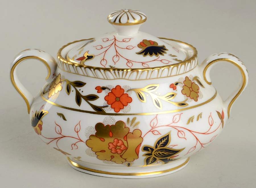 Gadroon Rose Sugar Bowl & Lid by Royal Crown Derby-1