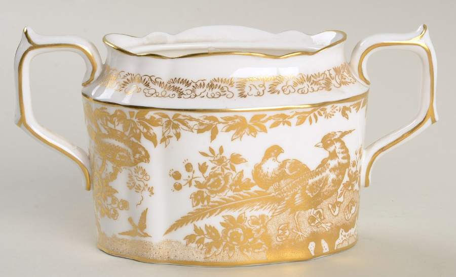 Gold Aves Sugar Bowl No Lid by Royal Crown Derby-1