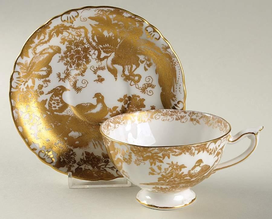 Gold Aves Footed Cup & Saucer Set by Royal Crown Derby-1