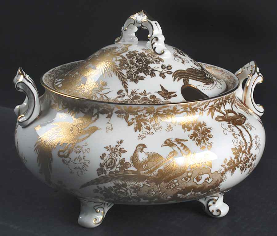 Gold Aves Tureen &  Lid by Royal Crown Derby-1