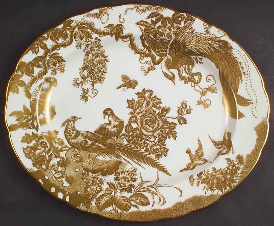 Gold Aves 12" Oval Serving Platter by Royal Crown Derby-1