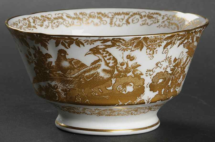 Gold Aves Large Open Rice/Sugar Bowl by Royal Crown Derby-1