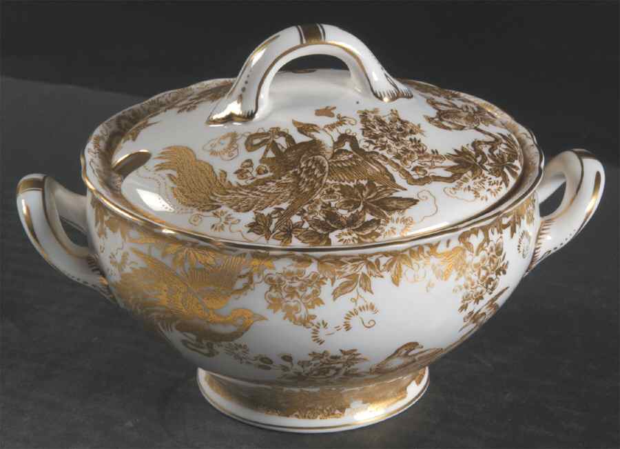 Gold Aves Sauce Boat & Lid by Royal Crown Derby-1
