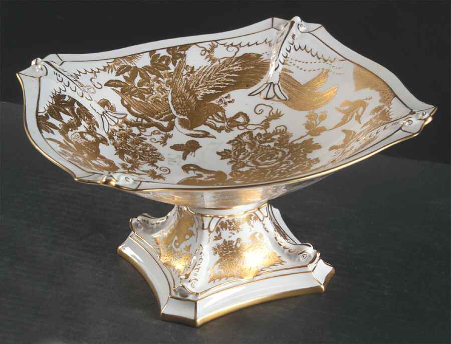 Gold Aves Large Footed Dolphin Bowl by Royal Crown Derby-1