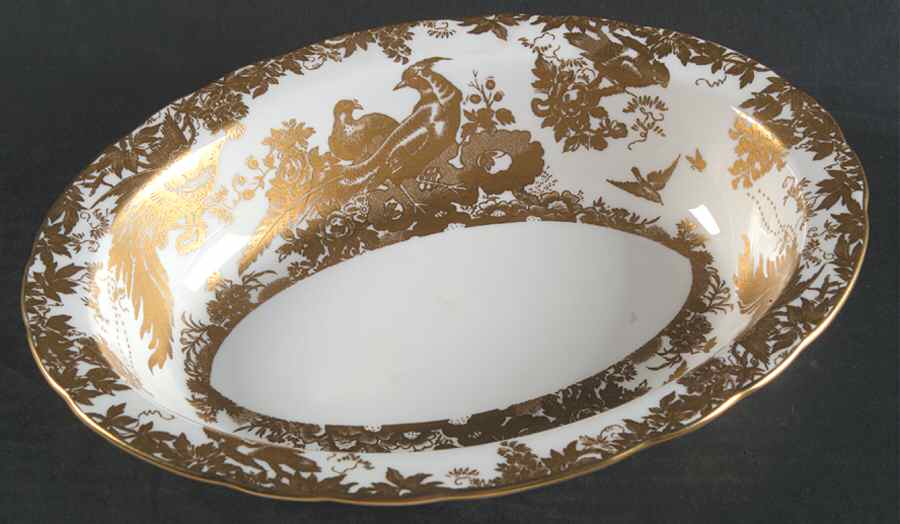 Gold Aves 9" Oval Vegetable Bowl by Royal Crown Derby-1