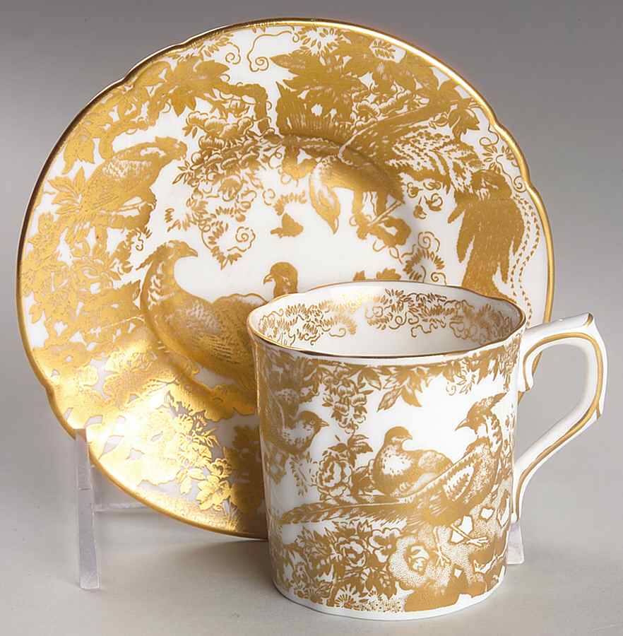 Gold Aves Flat Demitasse Cup & Saucer Set by Royal Crown Derby-1