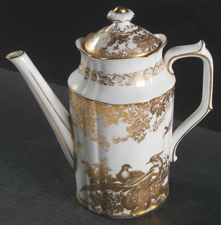 Gold Aves Coffee Pot & Lid by Royal Crown Derby-1
