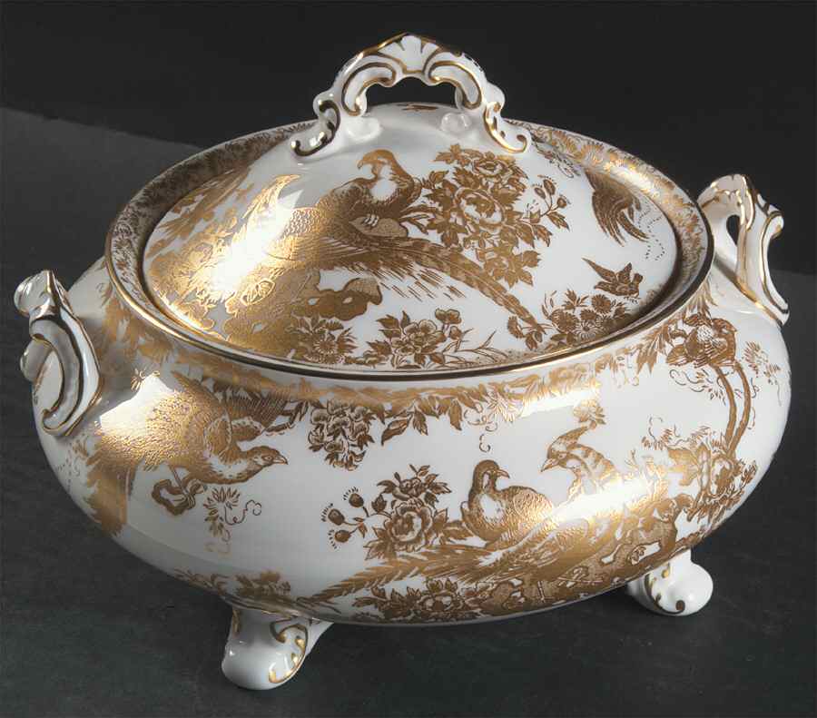 Gold Aves Round Covered Vegetable by Royal Crown Derby-1