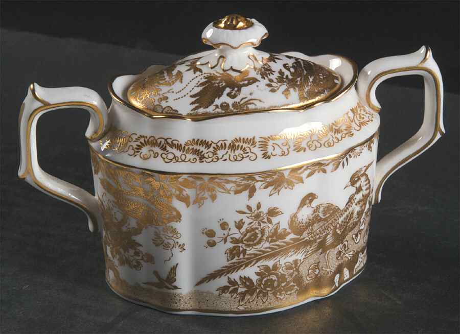 Gold Aves Sugar Bowl & Lid by Royal Crown Derby-1