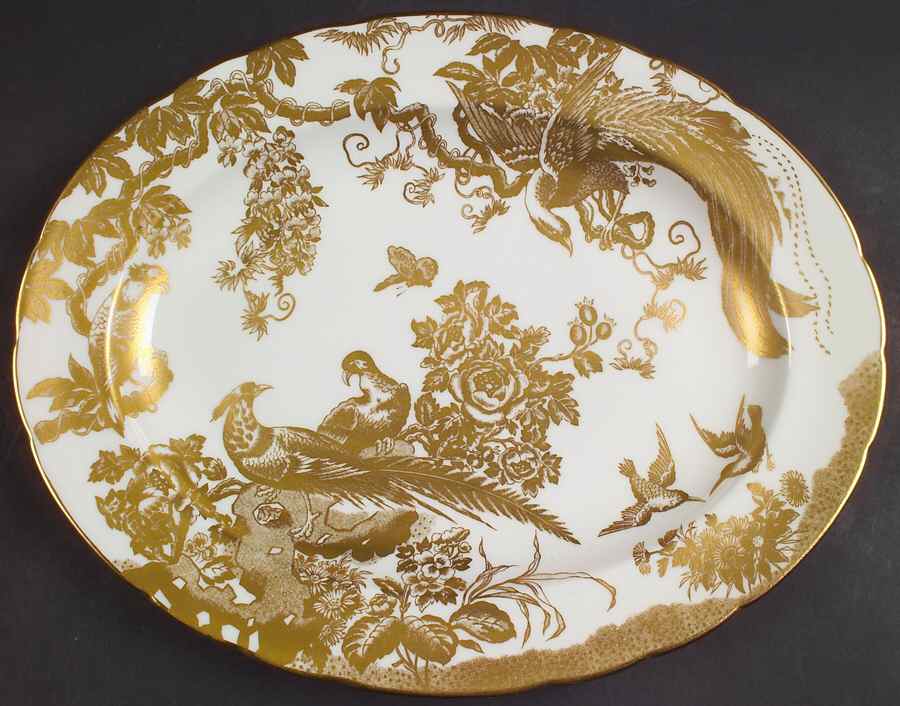 Gold Aves 13" Oval Serving Platter by Royal Crown Derby-1