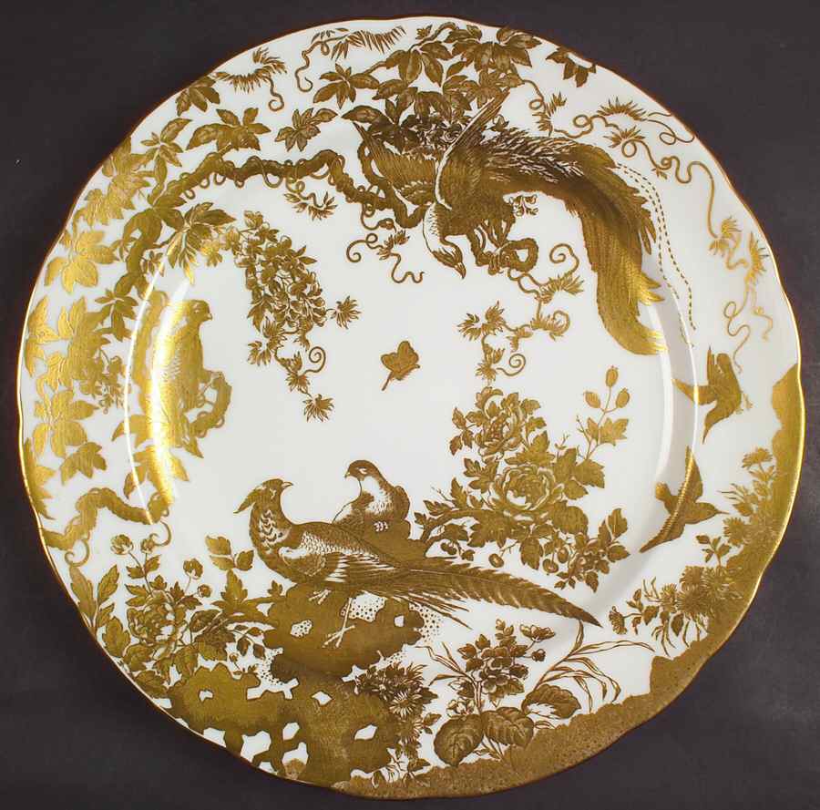 Gold Aves 14" Chop Plate (Round Platter) by Royal Crown Derby-1