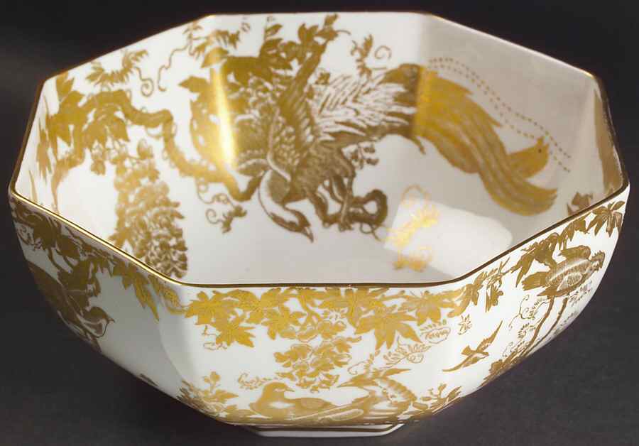 Gold Aves 7" Octagonal Vegetable Bowl by Royal Crown Derby-1