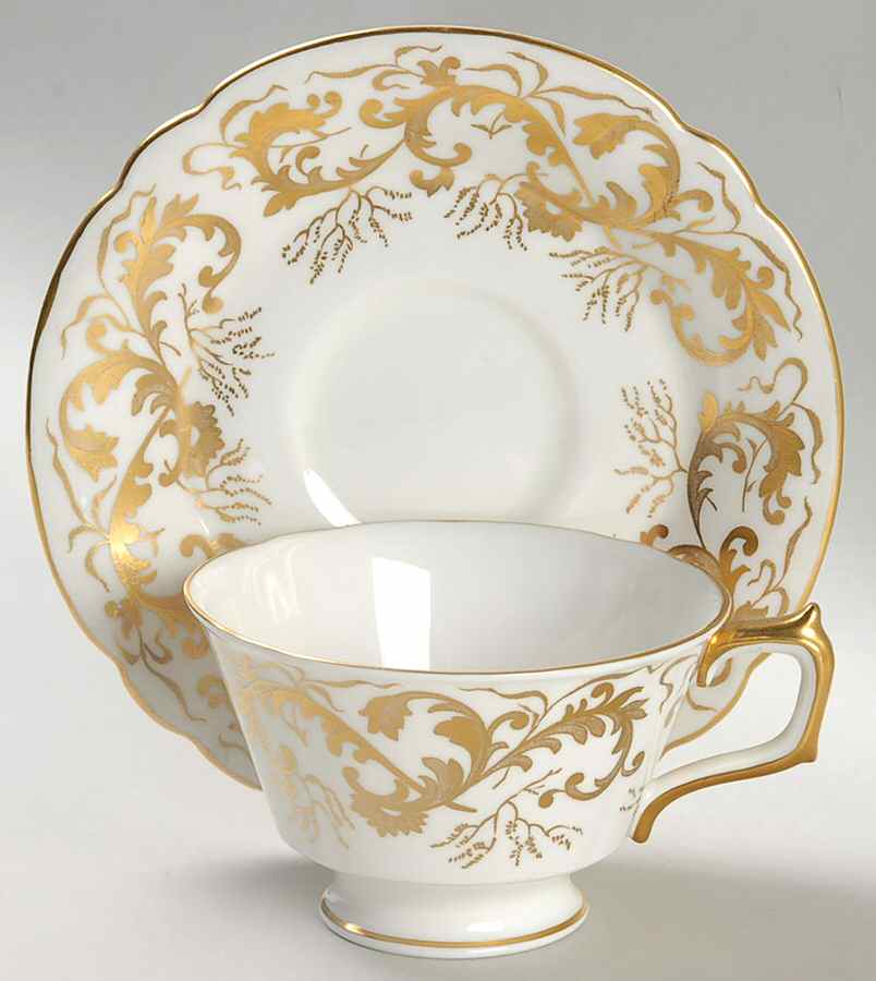 Golden Scroll Footed Cup & Saucer Set by Royal Crown Derby-1