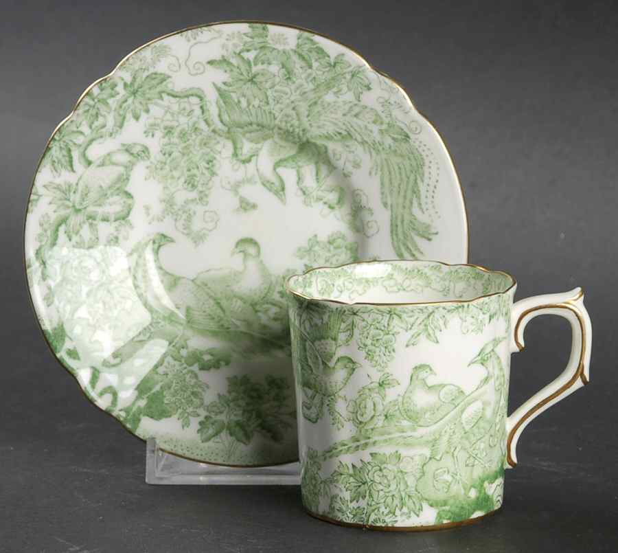 Green Aves Flat Demitasse Cup & Saucer Set by Royal Crown Derby-1