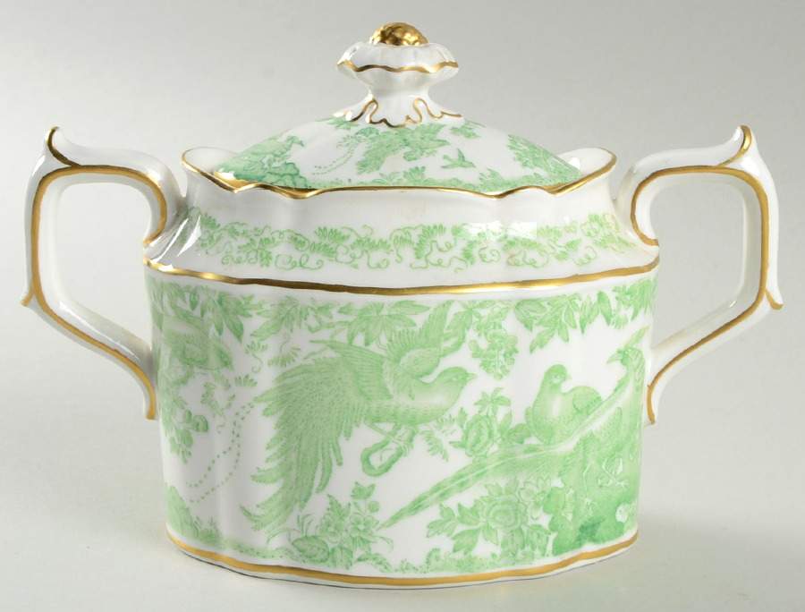 Green Aves Sugar Bowl & Lid by Royal Crown Derby-1