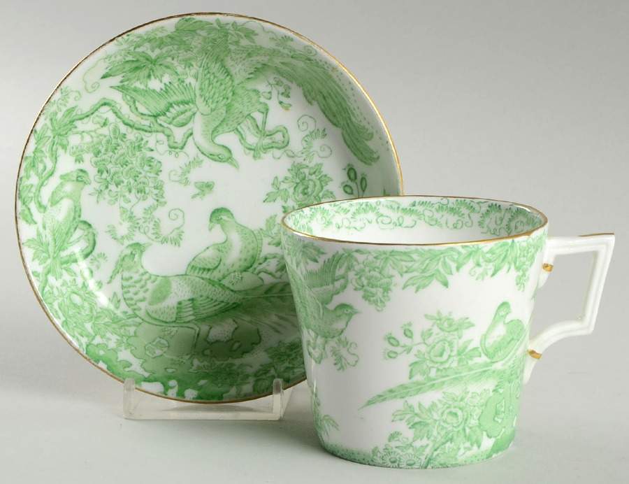 Green Aves Flat Cup & Saucer Set by Royal Crown Derby-1