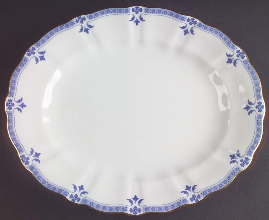 Grenville (Gold Trim) 12" Oval Serving Platter by Royal Crown Derby-1