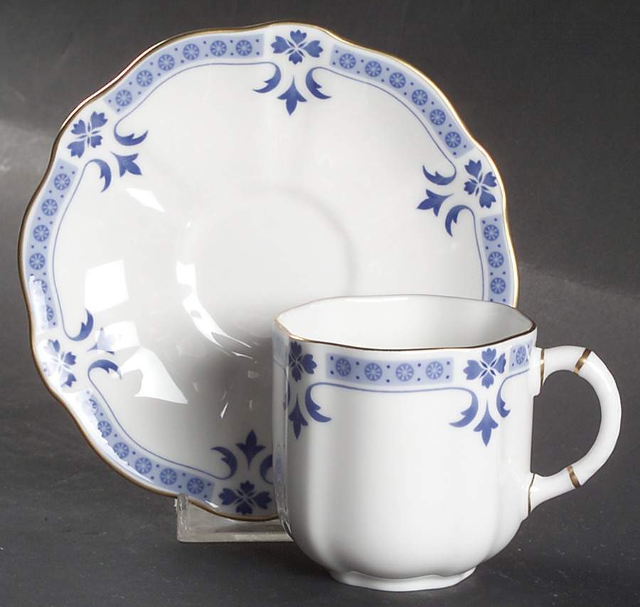 Grenville (Gold Trim) Flat Demitasse Cup & Saucer Set by Royal Crown Derby-1