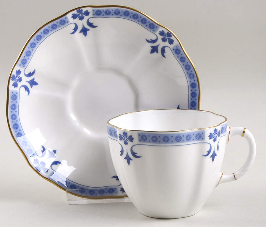 Grenville (Gold Trim) Flat Cup & Saucer Set by Royal Crown Derby-1