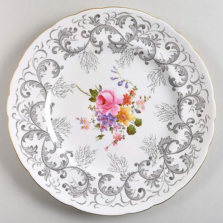 Grey Scroll Salad Plate by Royal Crown Derby-1
