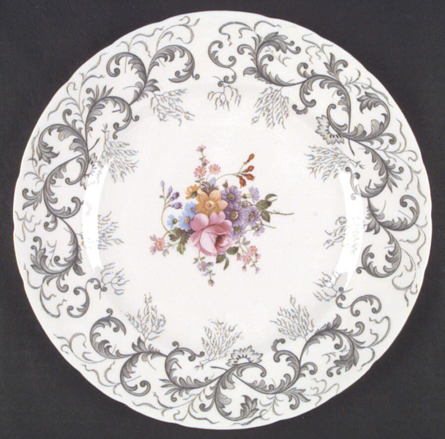 Grey Scroll Dinner Plate by Royal Crown Derby-1