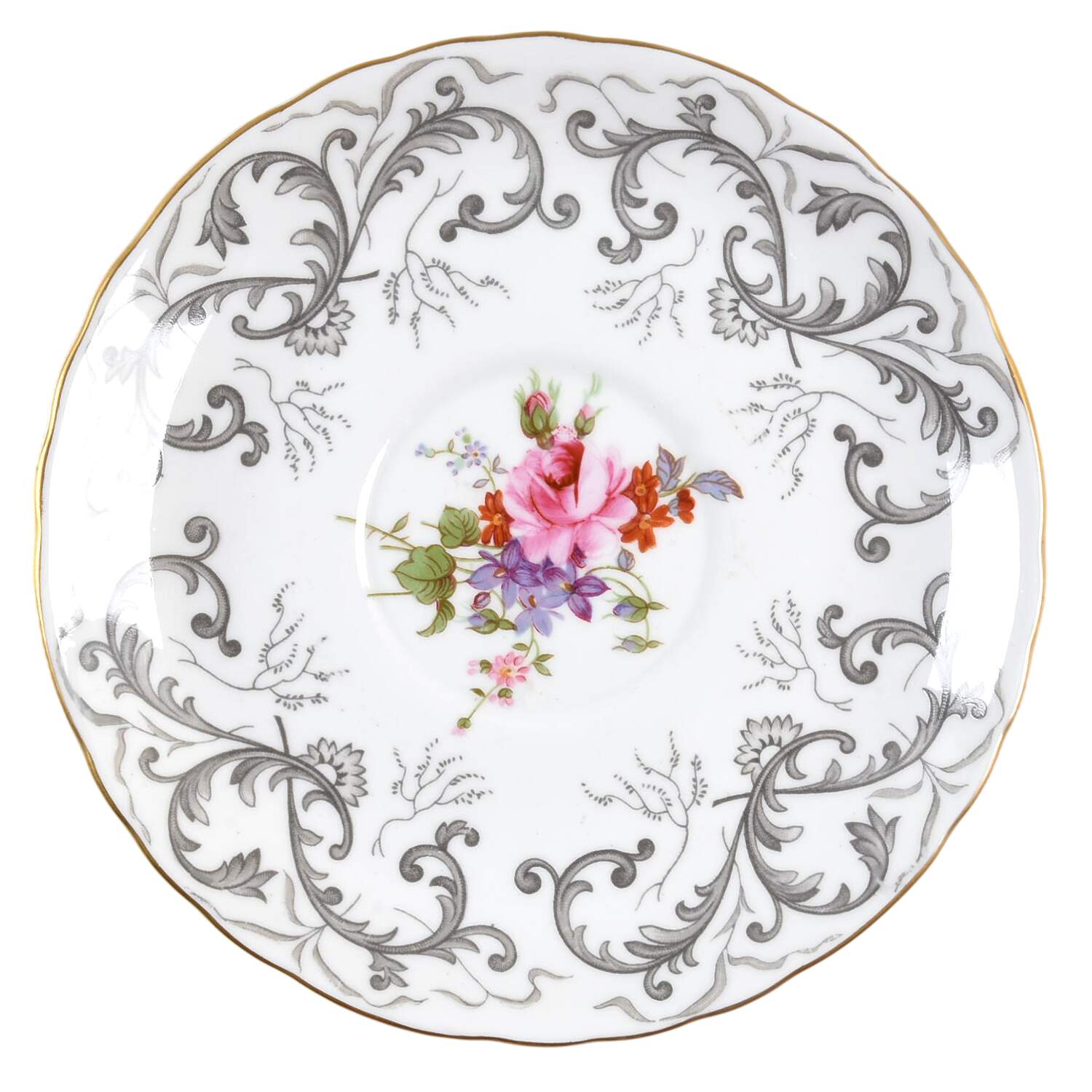 Grey Scroll Saucer for Cream Soup Bowl by Royal Crown Derby-1
