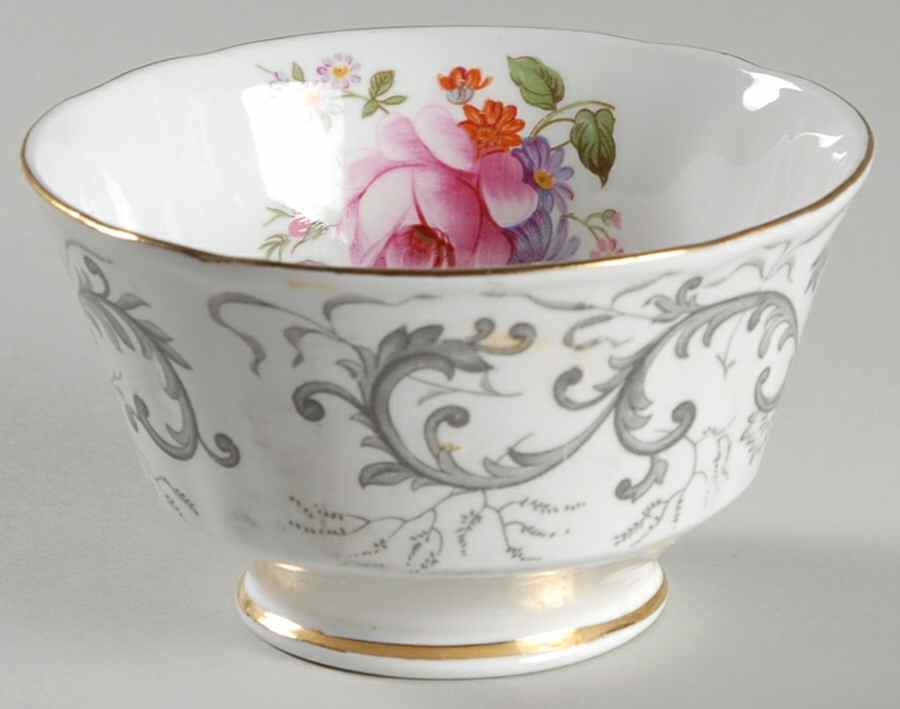 Grey Scroll Open Sugar Bowl by Royal Crown Derby-1