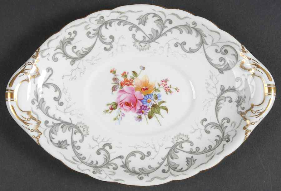 Grey Scroll Underplate for Gravy Boat by Royal Crown Derby-1