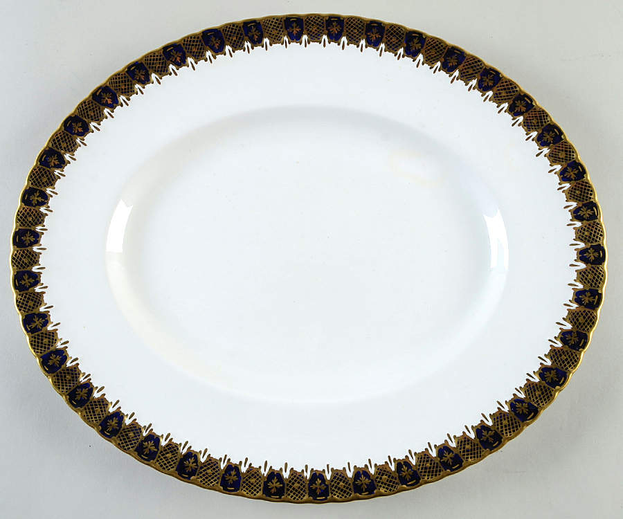 Heraldic Cobalt Blue 15" Oval Serving Platter by Royal Crown Derby-1