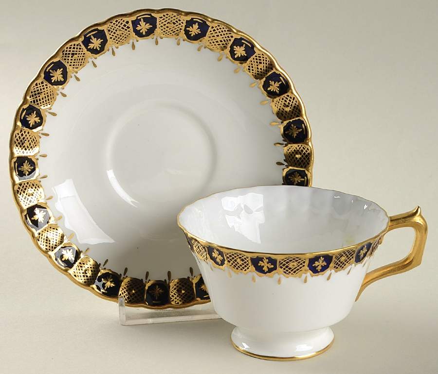 Heraldic Cobalt Blue Footed Cup & Saucer Set by Royal Crown Derby-1