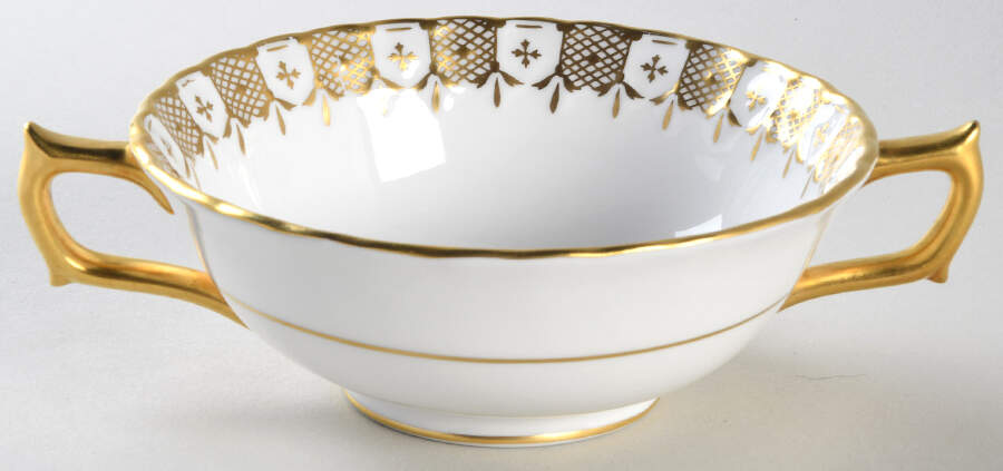 Heraldic Gold Footed Cream Soup Bowl by Royal Crown Derby-1