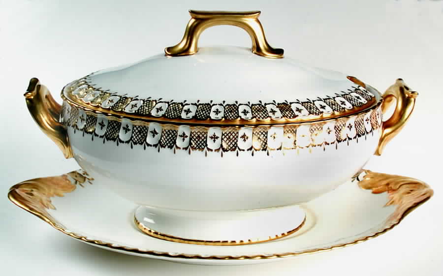 Heraldic Gold Tureen & Lid w/Underplate by Royal Crown Derby-1