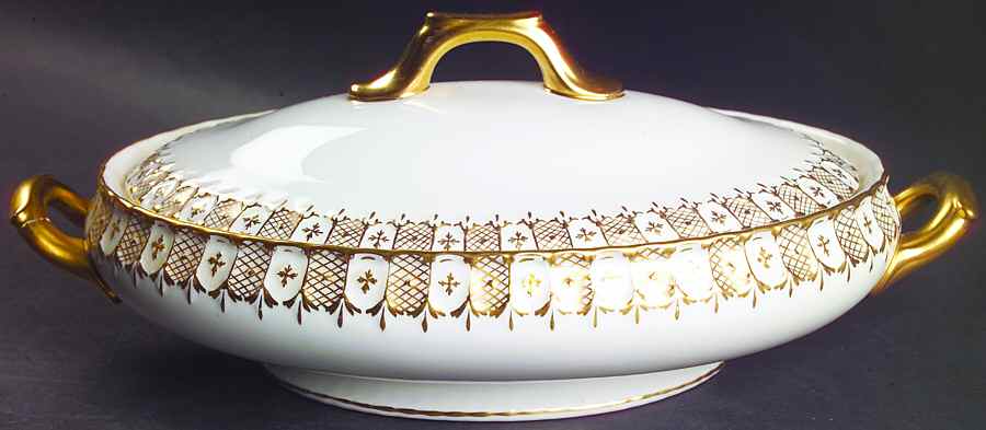 Heraldic Gold Oval Covered Vegetable by Royal Crown Derby-1