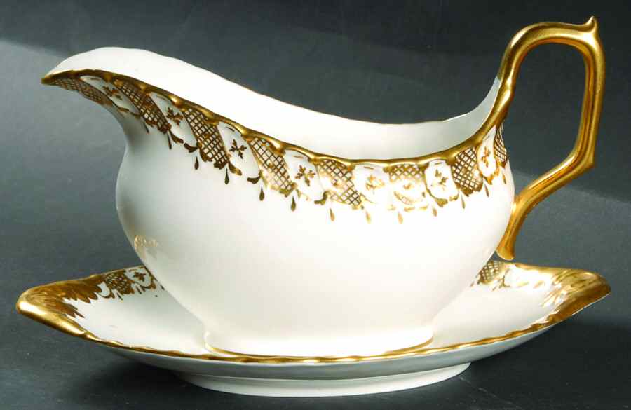 Heraldic Gold Gravy Boat & Underplate by Royal Crown Derby-1
