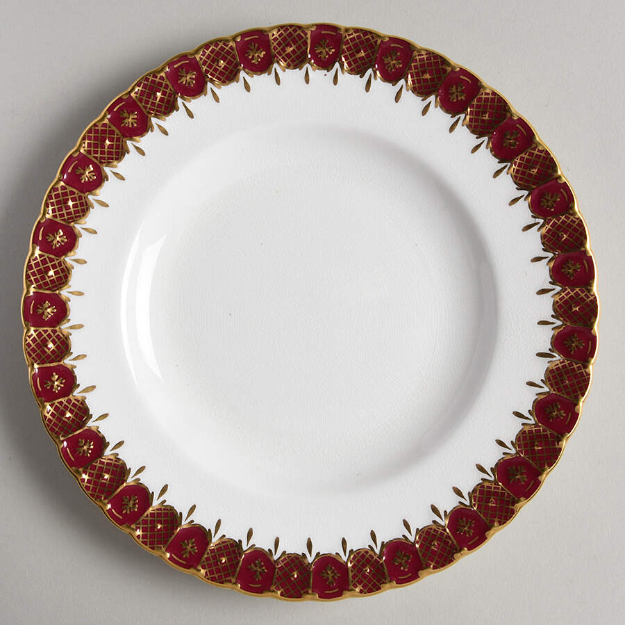 Heraldic Maroon Dessert/Pie Plate by Royal Crown Derby-1