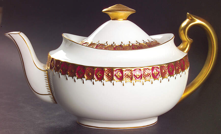 Heraldic Maroon Teapot & Lid by Royal Crown Derby-1
