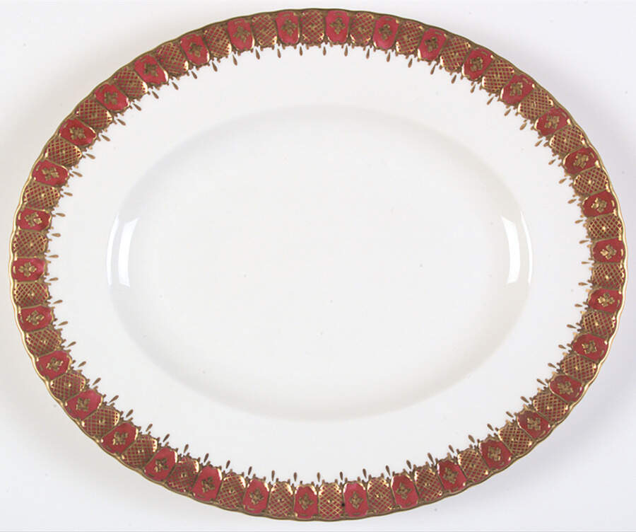 Heraldic Maroon 13" Oval Serving Platter by Royal Crown Derby-1