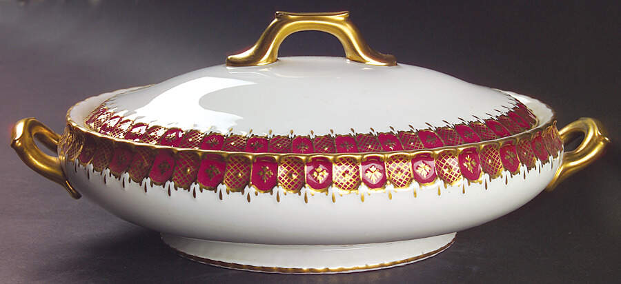 Heraldic Maroon Oval Covered Vegetable by Royal Crown Derby-1
