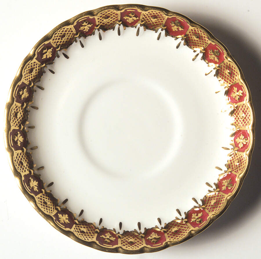 Heraldic Maroon Saucer for Demitasse Cup by Royal Crown Derby-1