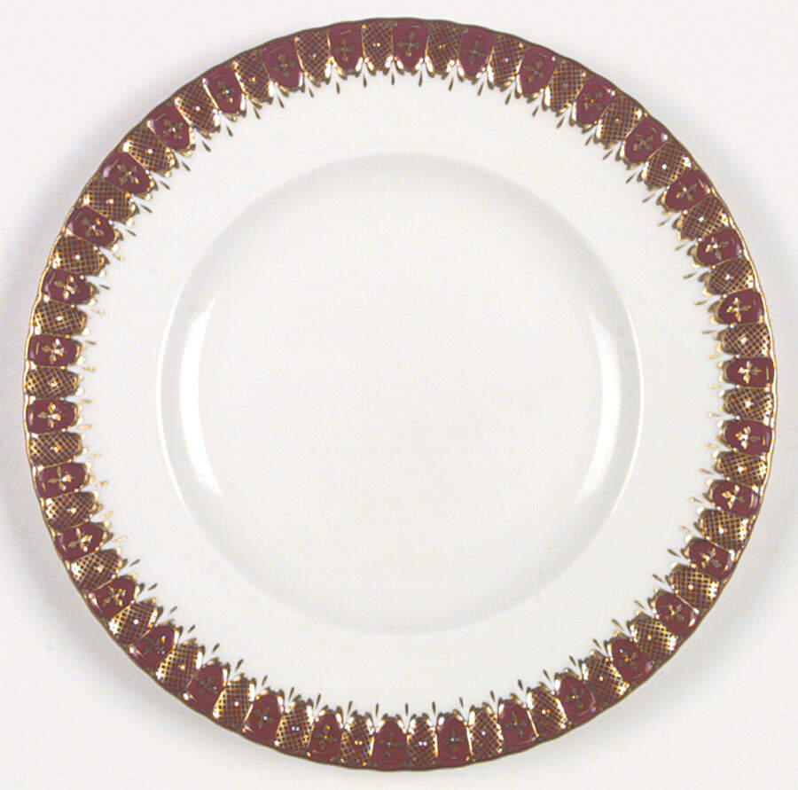 Heraldic Maroon Dinner Plate by Royal Crown Derby-1