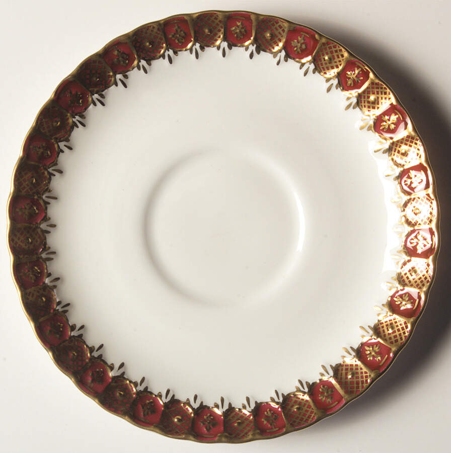 Heraldic Maroon Saucer for Cream Soup Bowl by Royal Crown Derby-1