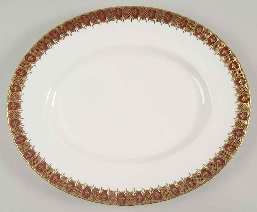 Heraldic Maroon 15" Oval Serving Platter by Royal Crown Derby-1