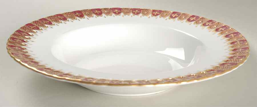 Heraldic Maroon Large Rim Soup Bowl by Royal Crown Derby-1