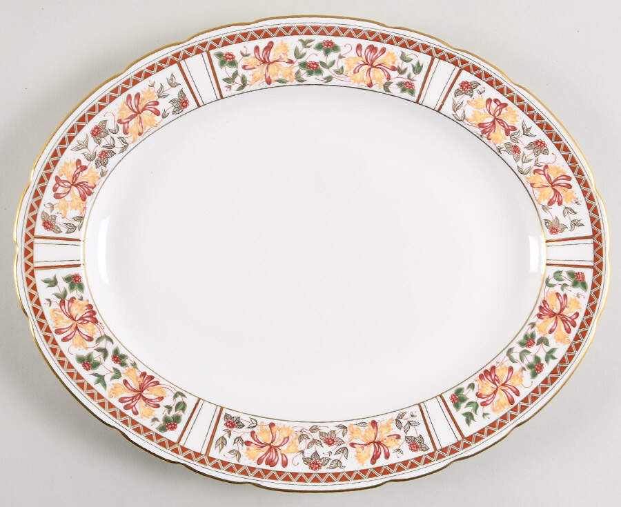Honeysuckle 13" Oval Serving Platter by Royal Crown Derby-1