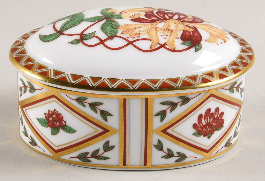 Honeysuckle Oval Box & Lid by Royal Crown Derby-1