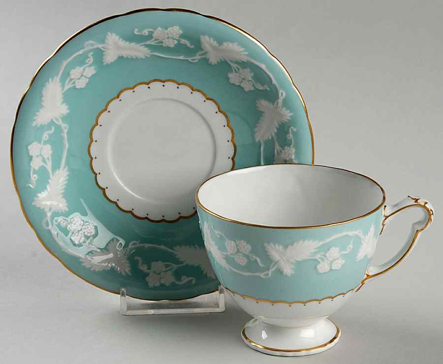 Kendal Celadon Footed Cup & Saucer Set by Royal Crown Derby-1