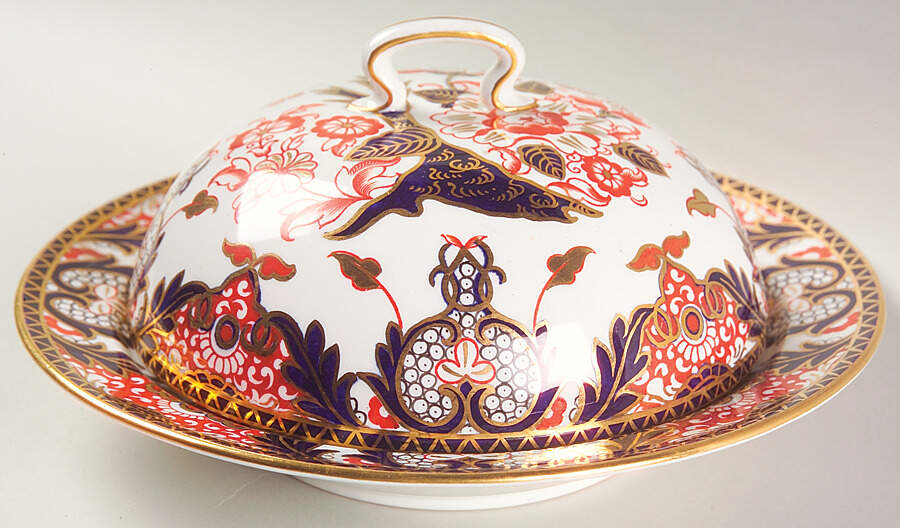 Kings (Newer Backstamp) Round Covered Butter by Royal Crown Derby-1